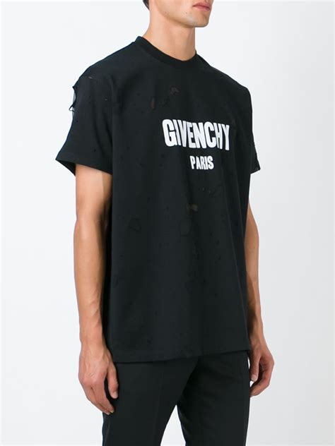 givenchy black destroyed t shirt|givenchy distressed t shirt.